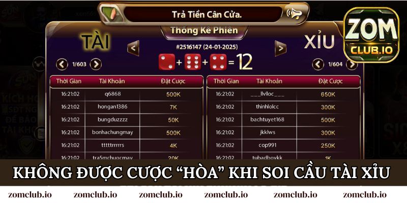 Không được cược “hòa” khi soi cầu tài xỉu