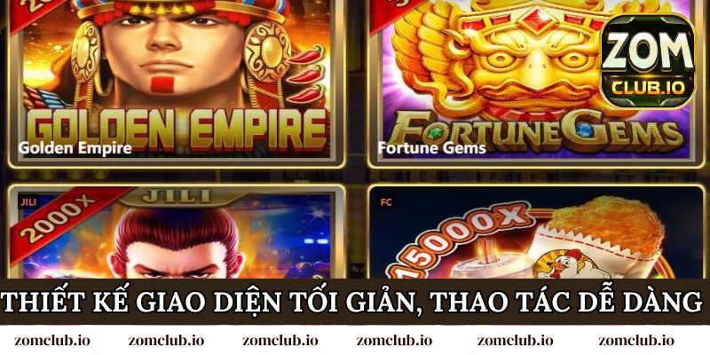 Thiết kế giao diện tối giản, thao tác dễ dàng tại sảnh game